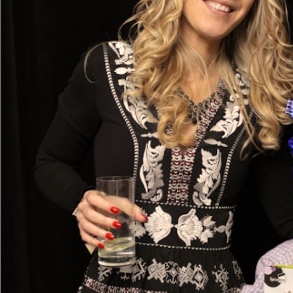 Gorgeous RARE Bebe embroidered taffeta long-sleeve mini dress - Picture 2 of 2